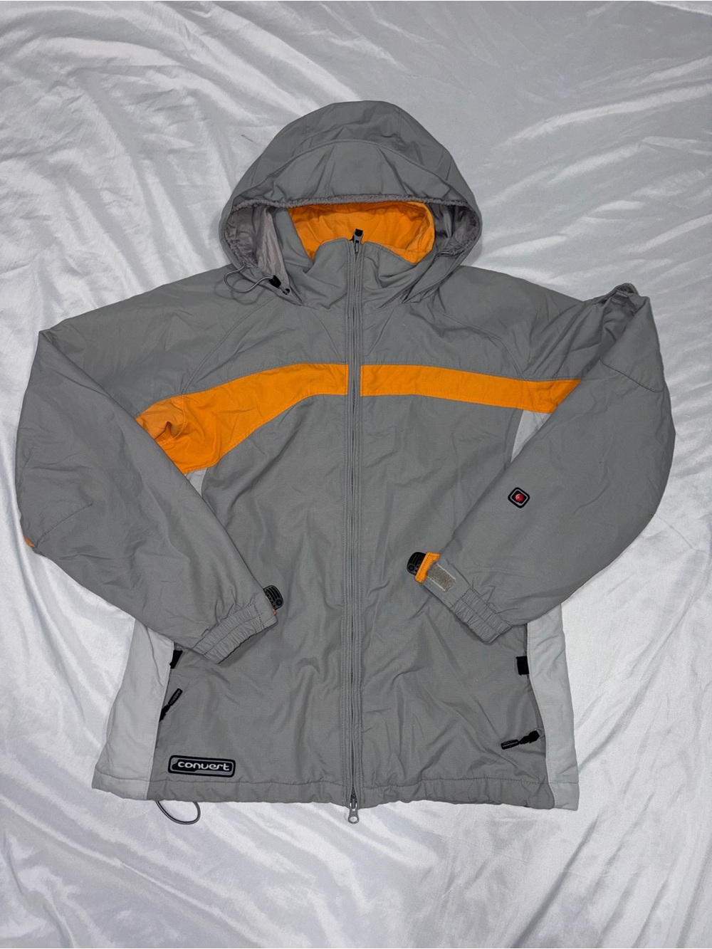 Women's Hooded Grey & Orange Insulated Jacket